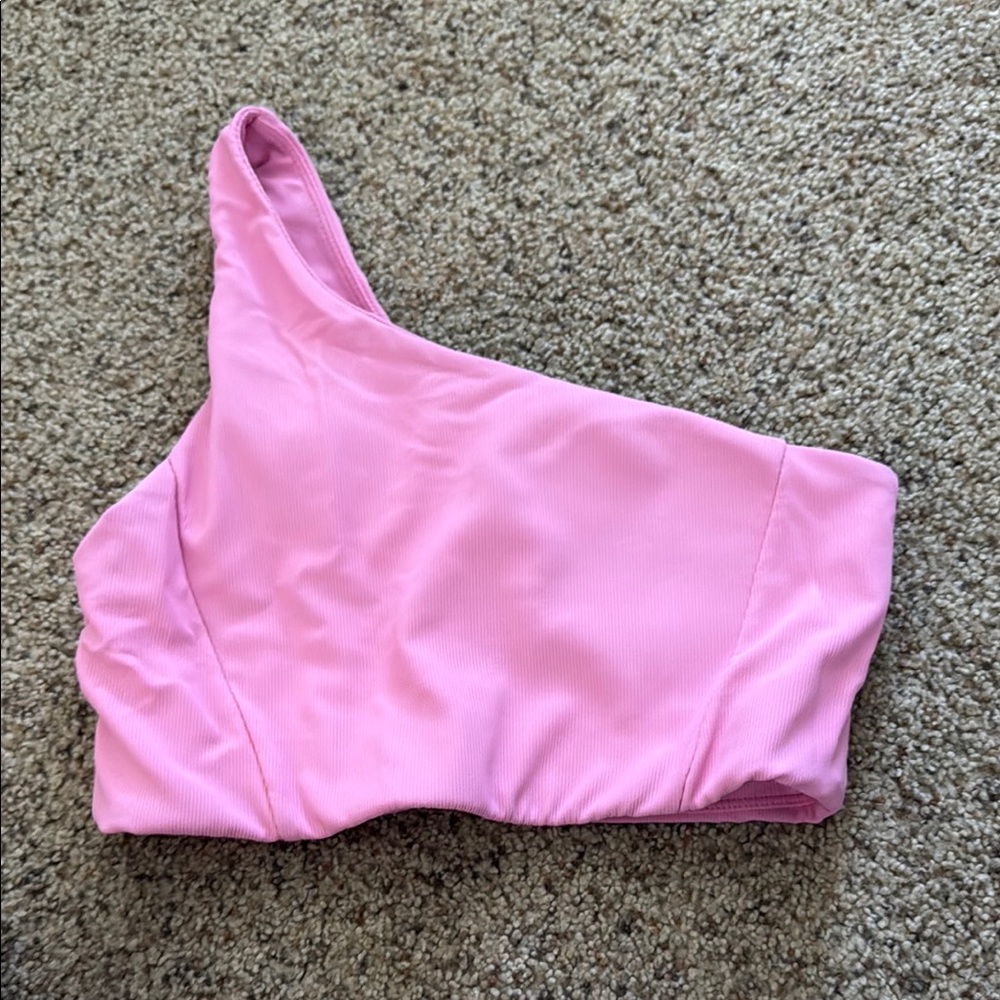 Pink One-Shoulder Sports Bra Top